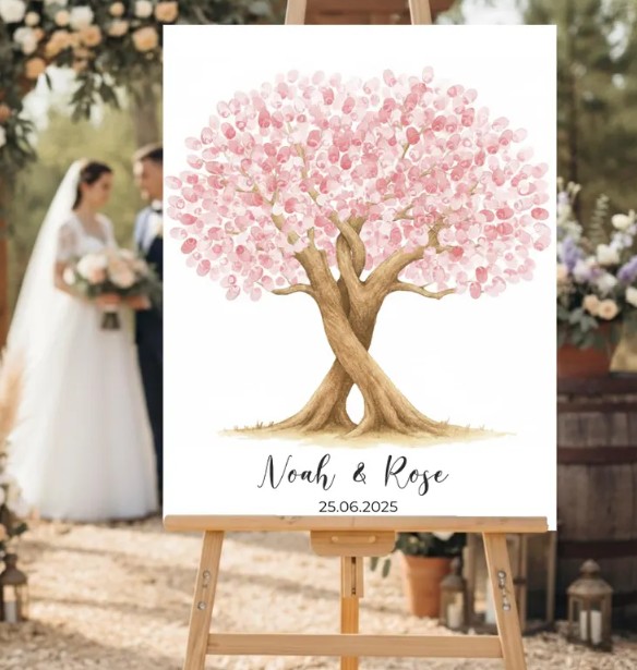 VannChris Legacy Tree fingerprint canvas guest book at a wedding
